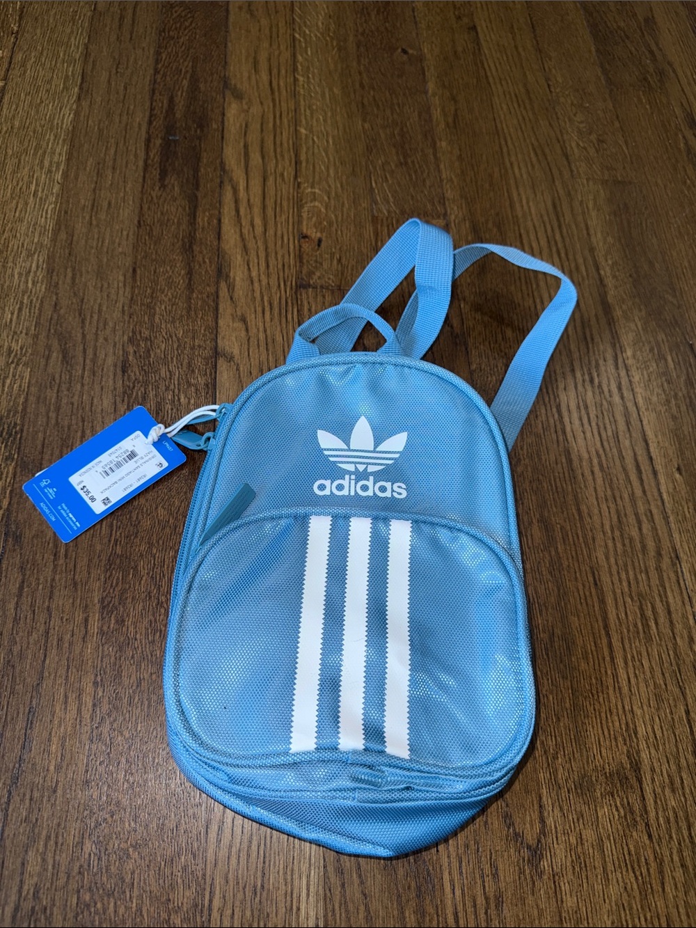 adidas Light Blue Mini Backpack with White Trefoil